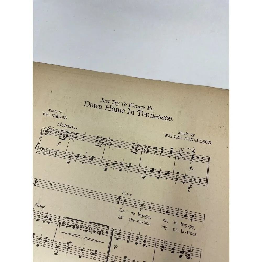 1915 Antique Just Try To Picture Me Back Home In Tennessee Sheet Music WM Jerome